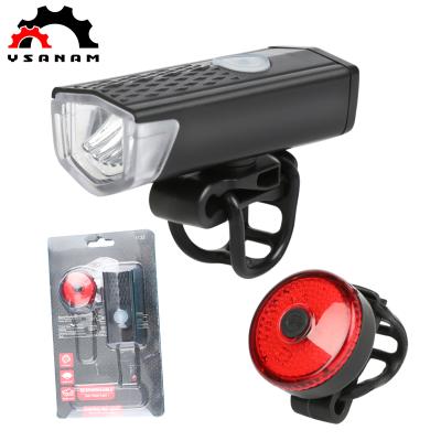 China YSANAM Bicicleta Super Bright Rechargeable Cycle Front Back Headlight Lamp USB LED Light Set Mountain Flashlight for sale