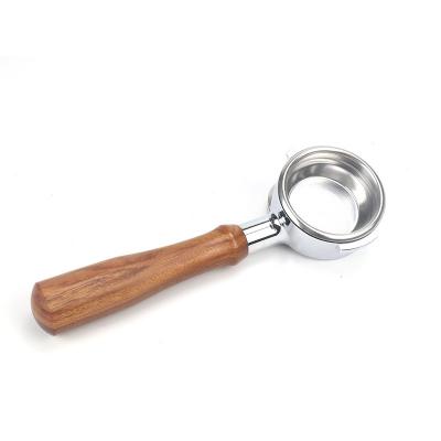 China Viable Naked Filter 58MM Bartender Bottomless Portafilter With Wooden Handle For E61 In Cafe Accessories for sale