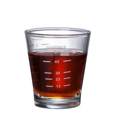 China 60ml Espresso Measuring Cup Ounces Coffee Cup Stocked Baking Glass With Scale for sale