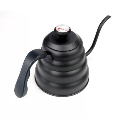 China Hot Selling Sustainable 1.2L Customized Gooseneck Spout Coffee Drip Kettle With Thermometer Stainless Steel Spill Over Teapot for sale