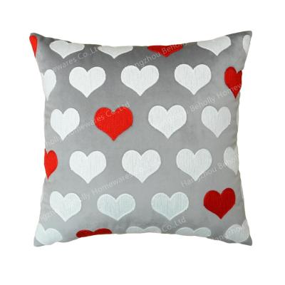 China Anti-pilling Heart Embroidered Valentine's Day Pillow Cushion/Pillow Cover/Cushion Cover for sale