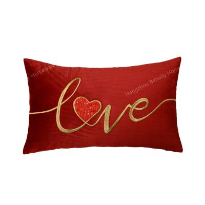 China Nondisposable Valentine's Day Love Embroidery Cushion Covers Heart Applique Decoration Pillow Case/Tile for sale