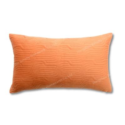 China Nondisposable Orange Solid Velvet Quilted Pillow Covers Luxury Geometry Embroidered Decorative Cushion Cover Sofa Throw Covers for sale