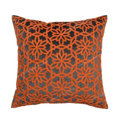 China Orange Modern Floral Home Decor Throw Cushion Covers Gray Crewel Embroidered Medallion Pillow Covers Nondisposable for sale