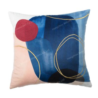 China Modern Abstract Anti-pilling Block Printed and Embroidered Home Decor Pillow Cushion/Pillow Cover/Cushion Cover for sale