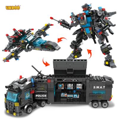 China Building Toy Free Shipping UKBOO 8 in 1 785pcs Figure Bricks Hit Cities Helicopter Truck Police Station Robot Building Blocks Sets for Boy for sale