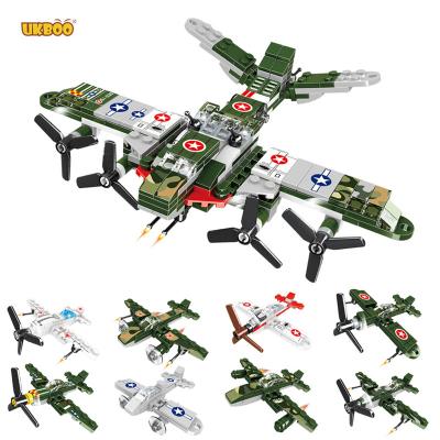 China Toy Airplane Building Blocks WW2 Series Racing Fighter Helicopters Flat Brick Building Toy Free Shipping UKBOO 429PCS 2021 Building Blocks for sale