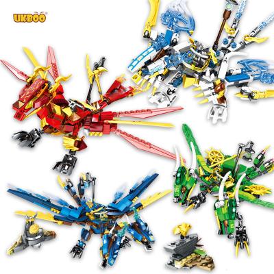 China Children's Ninja Figures Bricks Toys Fighting Toy Free Shipping UKBOO 4in1 Ninja Dragon KAI JAY ZANE Figures Building Blocks Building City for sale