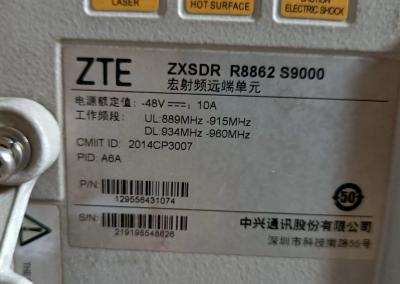 Китай ZTE ZXSDR R8862 S9000 -48V 10A UL:889MHZ-915MHZ DL:934MHZ-960MHZ A6A PN:129556431074 продается