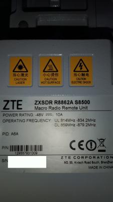 Китай ZTE 129557931009 ZXSDR R8862A S8500 R8862AS8500 850 MHz Tx: 859– 894 MHz UMTS/LTE Rx: 814 – 849 MHz продается