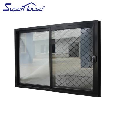 China Hot Sale Australia Standard Aluminum Frame Double Glazed Magnetic Screen Sliding Window With Mesh for sale