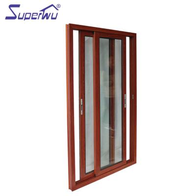 China Modern Wooden Balcony Laminated Glass Sliding Doors for sale