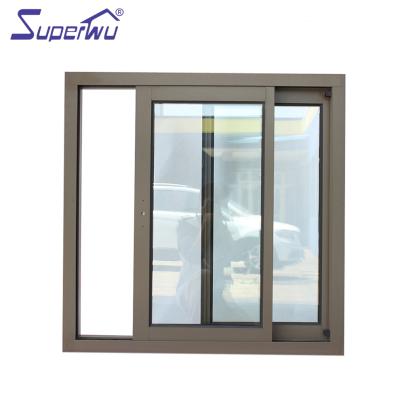 China Small Folding Sliding Screen Windows Aluminum Sliding Windows Hurricane Proof Windows With Mesh for sale