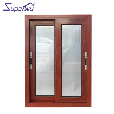 China Folding Glass Aluminum Sliding Screen Sliding Office Reception Windows Hurricane Proof Windows With Mesh for sale