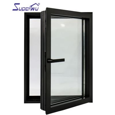 China Folding Screen Storm Proof Frosted Tempered Glass Top Aluminum Casement Window Design for sale