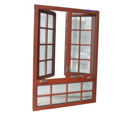 China Folding Aluminum Wood Screen Superhouse Grain Casement Window With Fixed Window With Double Window Glass for sale