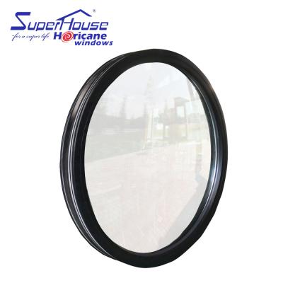 China Modern Aluminum Round Window With Grill Design Fixed Double Window Stained Glass for sale