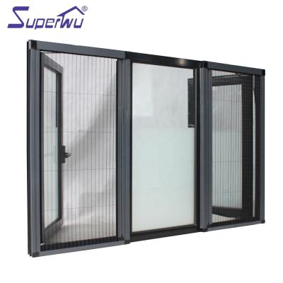 China Superhouse Factory Direct Sale Folding Screen Double Open Casement Window With Weber Folding Window Screen for sale