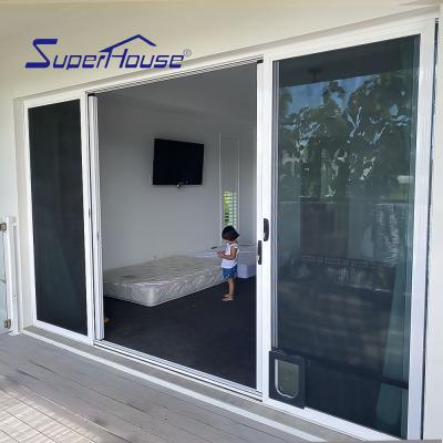 China Thermal Insulation Superhouse Mosquito Net Sliding Impact Aluminum Screen Door Hurricane Sliding Doors for sale