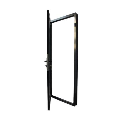 China Modern Black Color Aluminum Hinged Doors With Hardened Tempered Glass Interior High Quality Solid Wood Double Swing Aluminum Alloy for sale