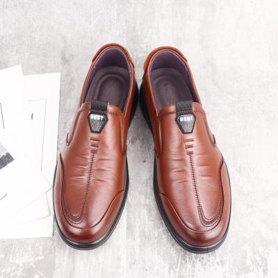 China Beef Pedal Work Shoes Leather Casual Shoes Men's Formal Shoes 2021 Autumn New Leather Men's Tendon First Layer Sweat-absorbent One Bottom for sale