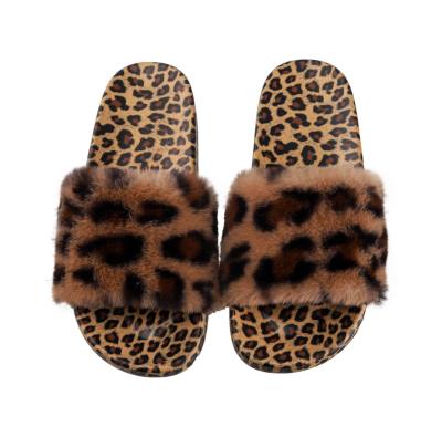 China 2021 summer fashion women's Quick-drying leopard black and white Mao Mao Slippers Women Wear Flat bottom women's slippers for sale