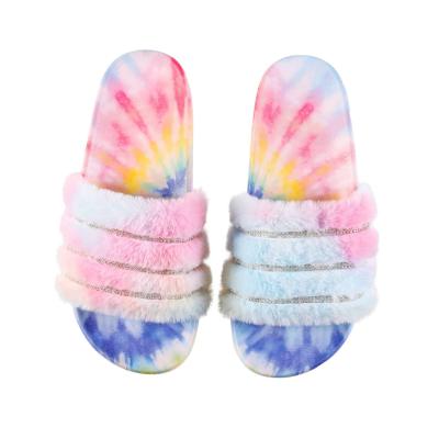 China 2021 new Quick-drying fashion color rolled Mao Mao slippers women's wear sandals and flat-bottomed slippers dyed slippers for sale