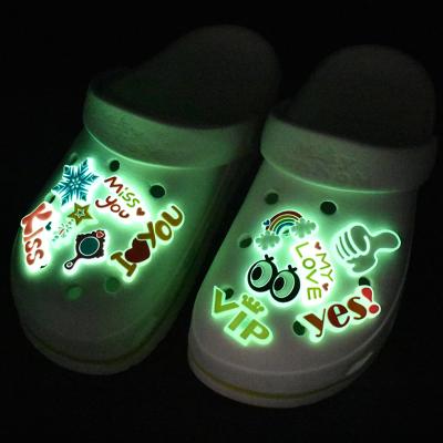 China Cartoon Garden Shoe Buckle PVC Flower Cave Shoe Buckle DIY Soft Plastic Shoe Accessories Luminous Decorative Buckle Accessories for sale