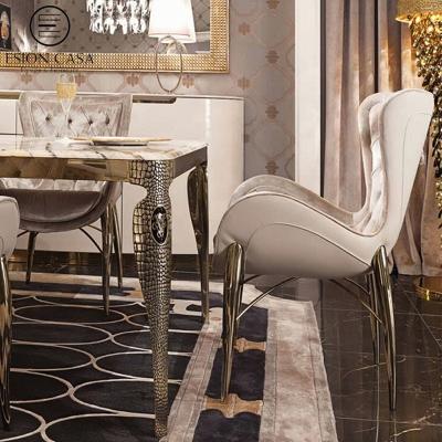 China Luxury ESION MAISON Chair Dining Room Furniture Dining Table and Chairs Luxury White Tufted Dining Set for sale