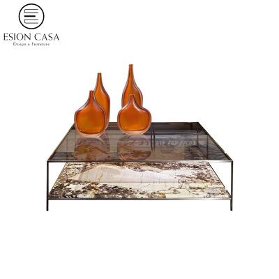 China Luxury Italian MAISON D'ESION coffee tables chipped coffee table stone glass modern designer living room table for sale