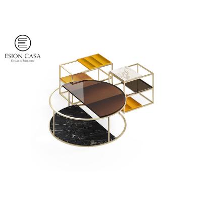 China LAST 3 Piece Coffee Table Modern Round Color Set Glass Marble Coffee Table ESION MAISON Coffee Table Set for sale