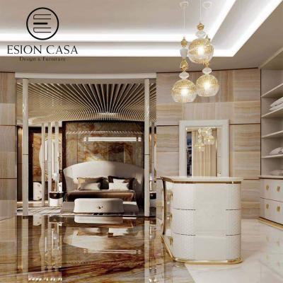 China ESION Luxury New Design MAISON Luxury Walk In Closet Design Modular Furniture Laminate Panel Modern Solid Wood Bedroom Wardrobe for sale