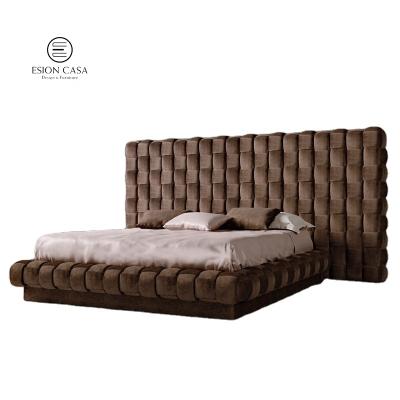 China Large Premium Italian Tufted Headboard Esion Home Bedroom Furniture King Size Bed Frame Velvet Upholstered Bed Set Luxury Modern Double Beds for sale