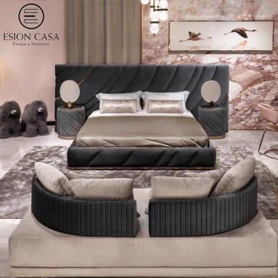 China MAISON D'ESION Italian Leather Bed (Other) Adjustable 1.8m Large Double Bed Headboard Queen Fabric Bedroom Furniture for sale