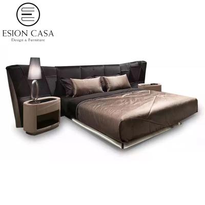 China Italian Leather Classic Design Furniture Designer Bed MAISON King Bed ESION Luxury Leather Bed for sale