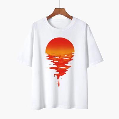 China Sunset Anti Shrink Print Short Sleeve T-Shirt for sale