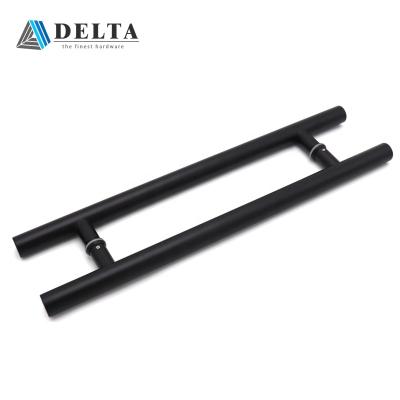 China Factory Price Modern Cheap Main Stainless Steel H Wooden Door Handle Matt Black And Long Glass Door for sale