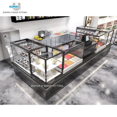 China Modern Simple-temperature Nuts Shop Fixture Design Retail Store Snacks Show Counter Hot Dessert Decoration Soft Ice Cream Display Cabinets for sale