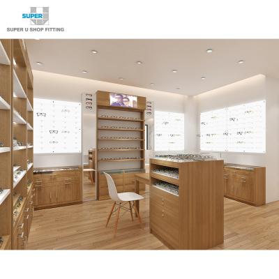 China Powder Coated Steel Eyewear Store Interior Design Eyewear Shelf Wooden Cabinet For Eyewear for sale