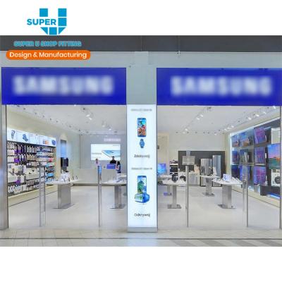 China Customized Fashion Custom Electronic Showcase Interior Design Shop Interior Design Digital Television TV Shelf High Grade Electronic Led Display for sale