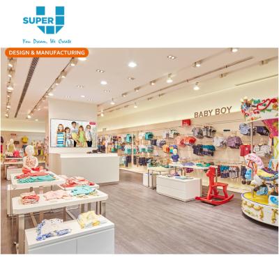 China Wholesale Fashion Clothing Store Fixture Display Furniture Custom Kids MDF Kids Clothes Furniture For Shopping Mall for sale