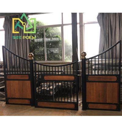 China Farms China Factory Luxury Bamboo Horse Stables Black Powder Coated Horse Stalls With Kits for sale