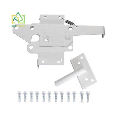 China Easily Assembled See Finish Post Heavy Duty Black Self-Locking Gate Latch Poem Barrier Steel Gravity Lever for sale