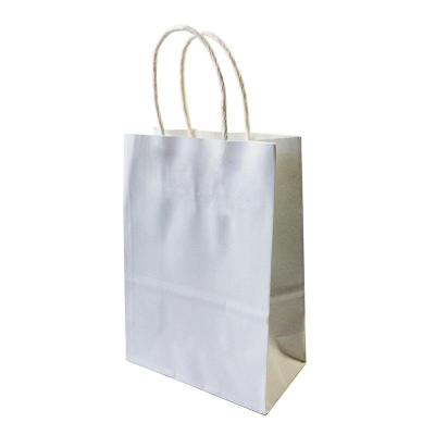 China White Paper Organic Boutique Bag With Ribbon Handles Gift Paper Shopping Bags With Logo Ribbon Handle For Business for sale