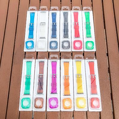 China Fashion. Sport 2 in 1 New Rubber Sports Watch Strap Wrist Strap 38/40mm 42/44mm Apple Watch Bands Protector Case For Apple Watch All Series for sale