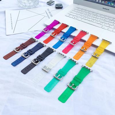 China Resin multi-color sports silicone rubber watch strap for apple watch iwatch1/2/3/4/5/6/se resin watch band for sale