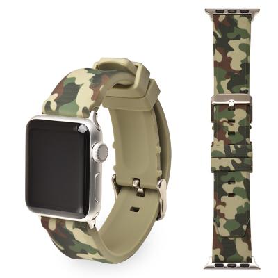 China Fashion. Sport Military 38mm 42mm Camouflage Silicone Apple Watch Strap Rubber Watch Band For Apple Watch1/2/3/4 for sale