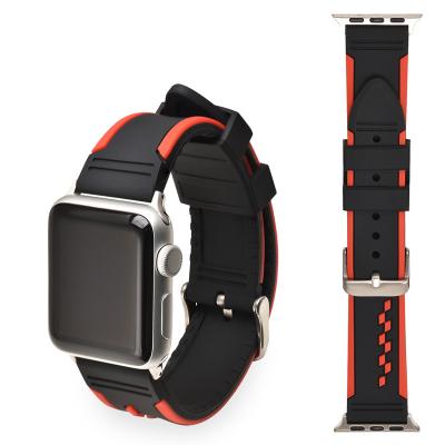 China 202 Rubber New Sport Silicone Apple Watch Strap Soft Rubber Watch Band For Apple Watch 38mm 40mm 42mm 44mm for sale