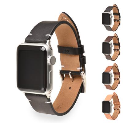 China Luxury Leather Watch Accessories Watch Band Genuine Silver Buckle Watch Band Strap Leather Strap Watchband 38mm 42mm for sale