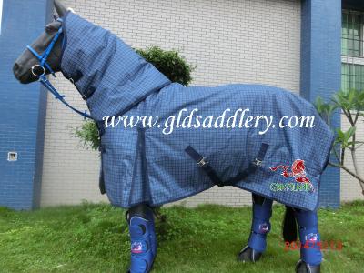 China Winter Assembly Horse Blanket With Detachable Neck 1200D Hood GLD-RA224D for sale